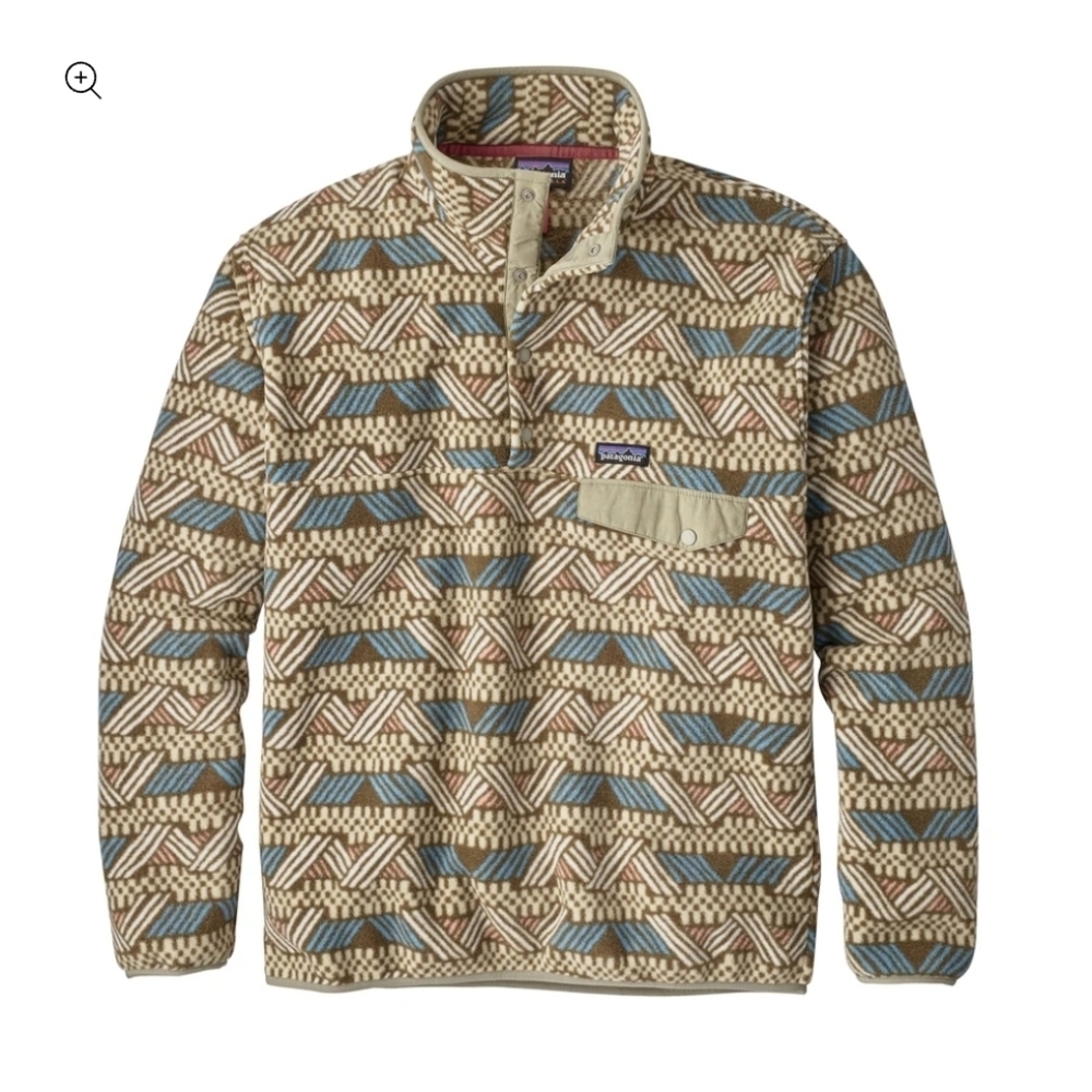 Patagonia Men's Geometric Zip-Up Sweater - Brown and Blue Men's Med/Oversize Ws